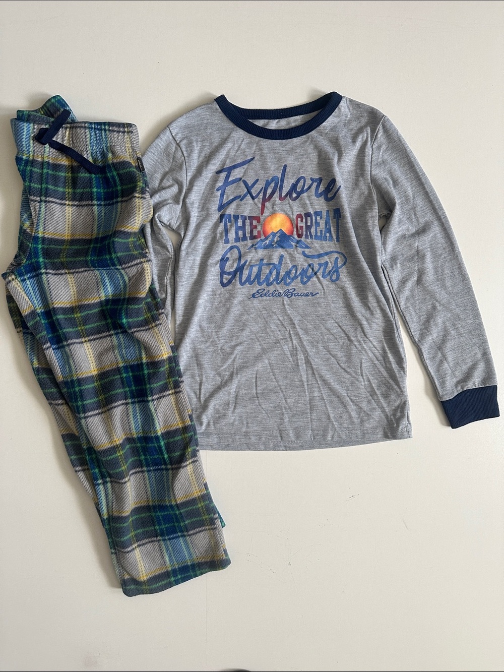 Eddie Bauer Grey & Navy 'Explore the Great Outdoors' Kids Pajama Set Size 7/8